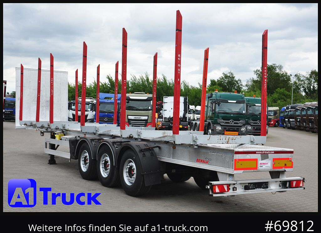 Semi-remorque grumier BENALU Timberliner, Vollalu,  2x Liftachse, Lang-Holz,