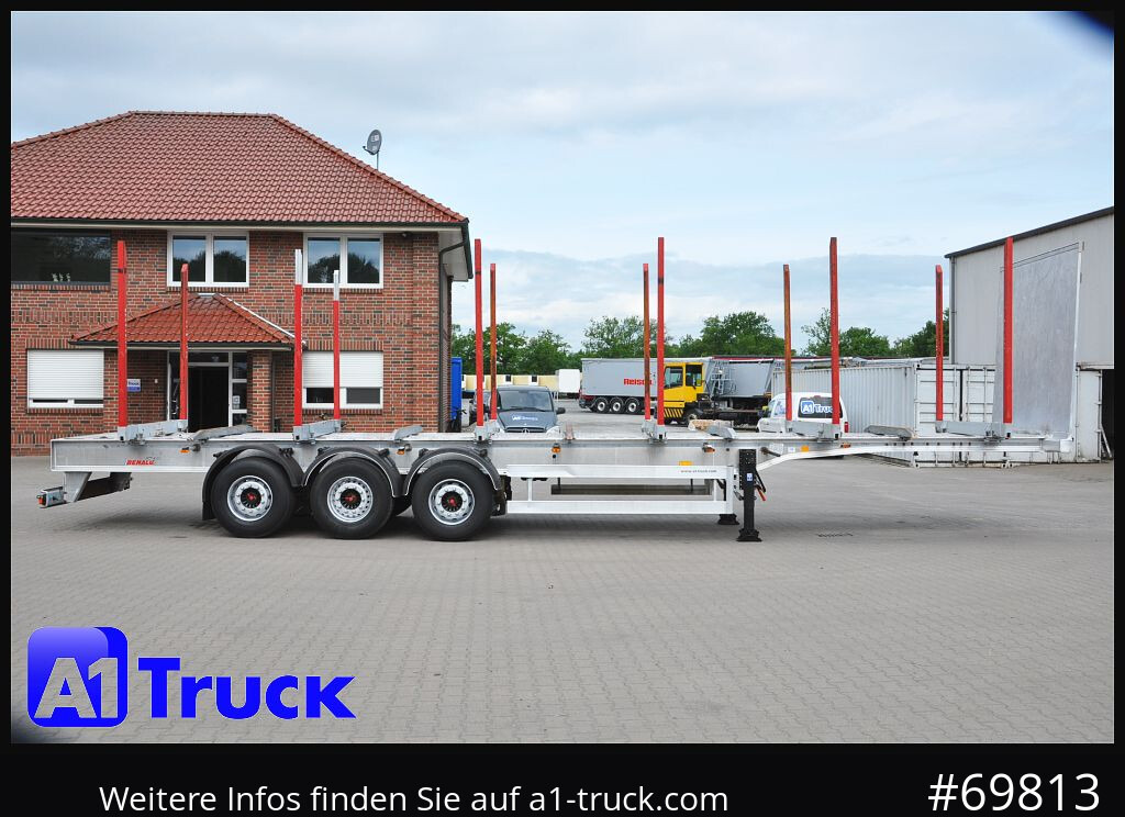 Semi-remorque grumier BENALU Timberliner, Vollalu Ecco 2x Liftachse, Lang-Holz,