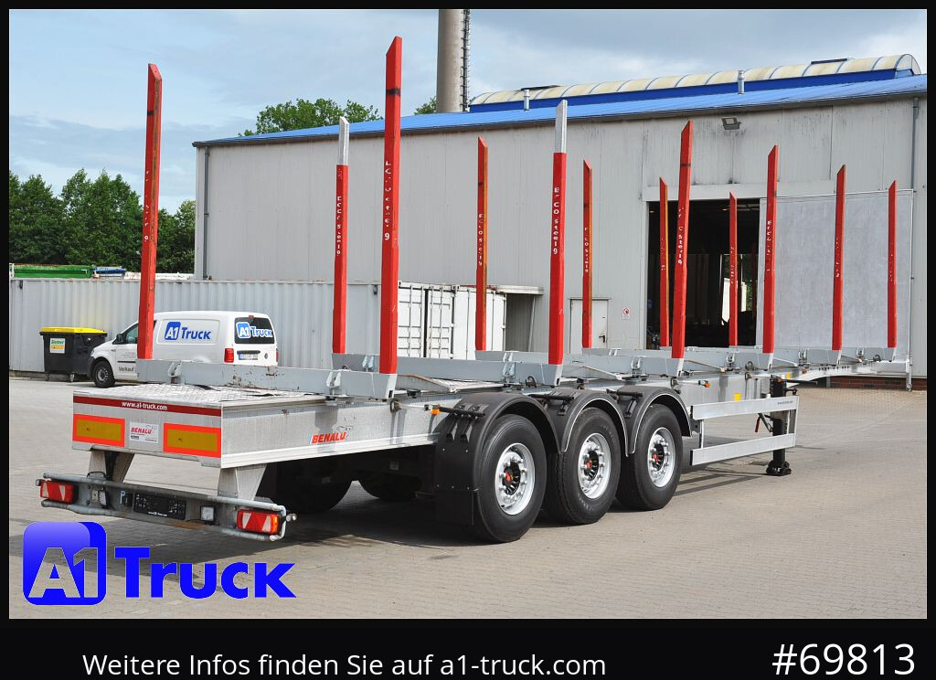 Semi-remorque grumier BENALU Timberliner, Vollalu Ecco 2x Liftachse, Lang-Holz,
