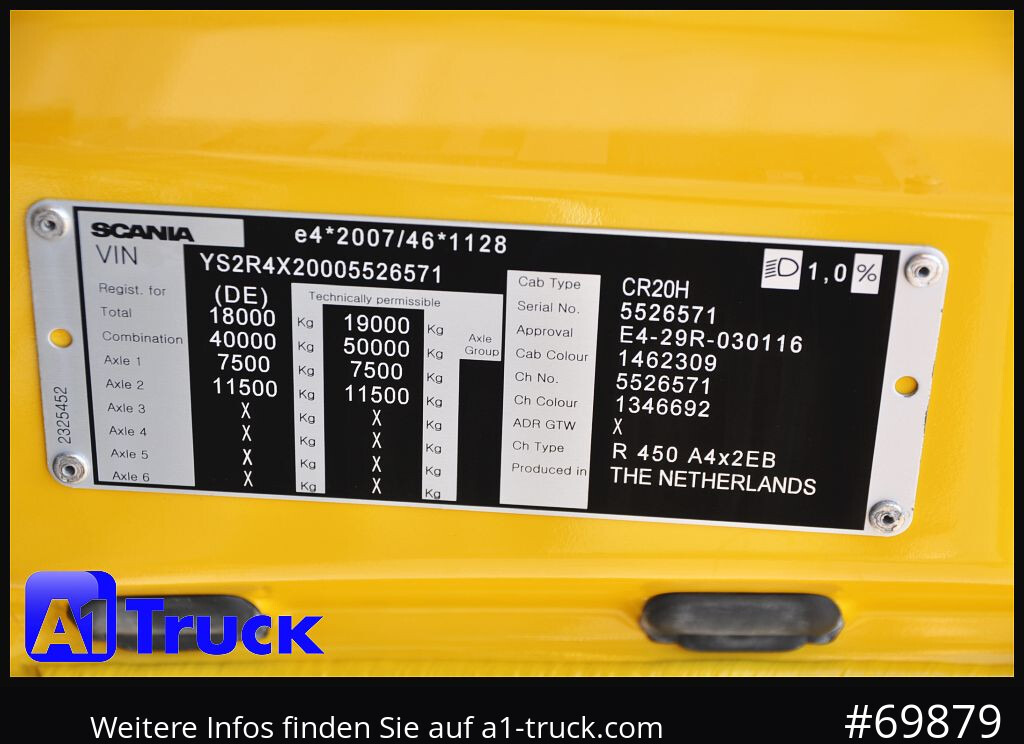 Tracteur routier SCANIA R450, Lowliner, Volumen SZM,