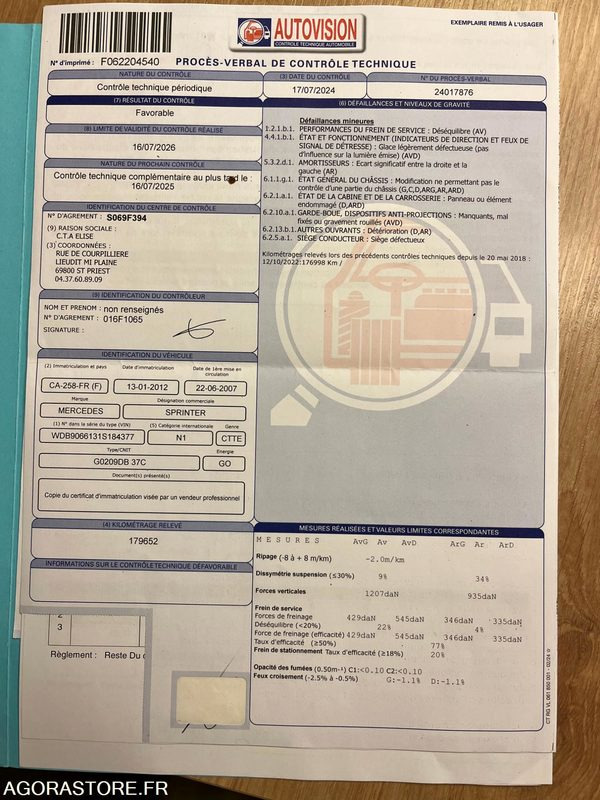 Fourgon utilitaire MERCEDES SPRINTER - 2007 / 182 000 KM