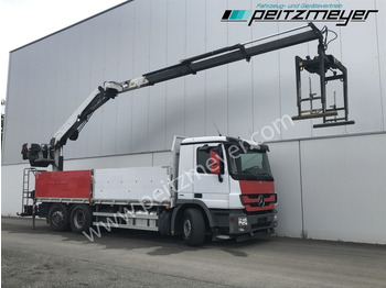 Camion plateau, Camion grue MERCEDES-BENZ Actros 2536 LL Pritsche HMF Heckkran m. Zange Baustoff: photos 2
