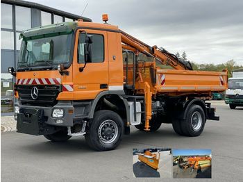 Camion benne, Camion grue Mercedes-Benz Actros 1832 4x4 Kipper /Kran / Winterdienst