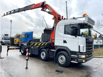 Camion grue Scania R144-460 V8 150T 8x4 +PALFINGER PK 35000 E (6x) - RADIO - TUV 28/05/2023 - MANUAL 3+3 - BIG AXLES / STEELS SPRING - AP ACHSEN /