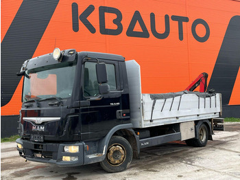Camion plateau, Camion grue MAN TGL 8.180 4x2 CAB DAMAGE ! / Fassi F28 / PLATFORM L=4366 mm: photos 2 Camion plateau, Camion grue MAN TGL 8.180 4x2 CAB DAMAGE ! / Fassi F28 / PLATFORM L=4366 mm: photos 2