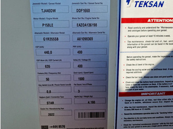 Groupe électrogène neuf Doosan Teksan TJ440DW generator 440kVA Doosan 8-cilinder  UNUSED: photos 5