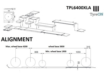 Équipement de garage TPL6400XLA 4 post wheel alignment lift - 5.8 m runways - 6.4T
