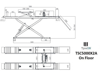 Équipement de garage TSC5000X2A Alignment scissor lift - On floor - Free wheel lifting system - 5.3 m lightened runways - 5T- Mounted on the floor: photos 2