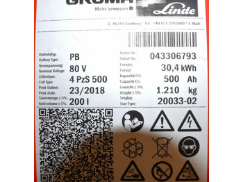 Accumulateur GRUMA 80 Volt 4 PzS 500 Ah: photos 5