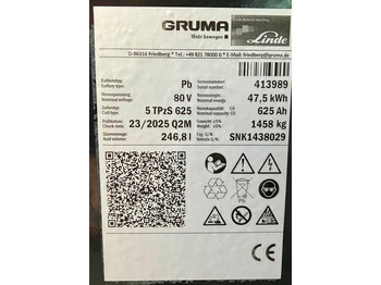 Accumulateur pour Matériel de manutention GRUMA 80 Volt 5 PzS 625 Ah: photos 5