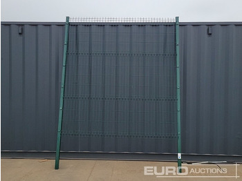 Matériel de chantier Unused Galvanised & Powder Coated Heavy Duty (5mm) Wire Mesh Fencing, 23 x H2.4m x W2.2m Panels, 24 x 60mm x 60mm x3m Posts, with Fittings (Green): photos 4