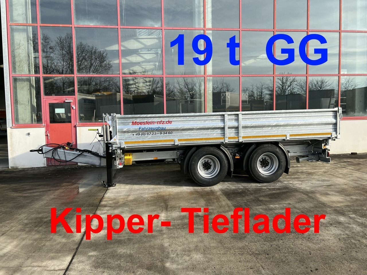 Remorque benne Möslein neuer 19 t Tandemkipper- Tieflader