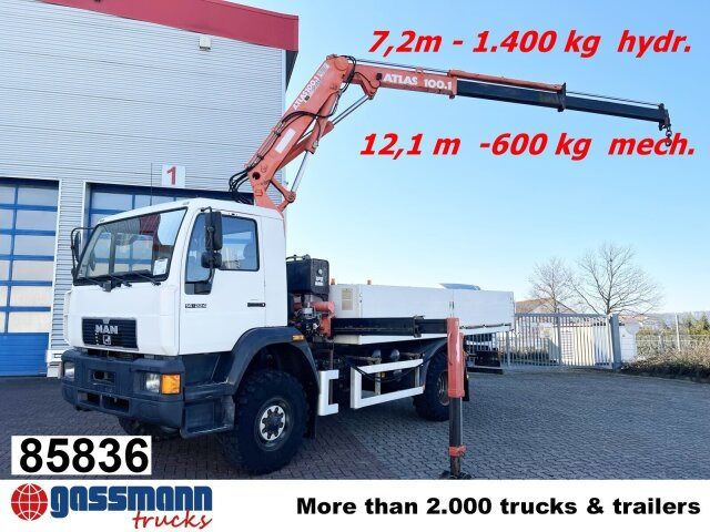 MAN 14.224 LAC 4x4 BB mit Kran Atlas 100.1 - Camion plateau, Camion grue: photos 1 MAN 14.224 LAC 4x4 BB mit Kran Atlas 100.1 - Camion plateau, Camion grue: photos 1