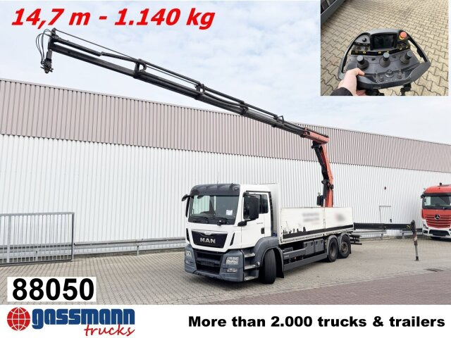MAN TGS 26.400 6x2-4 LL, Navi, Lenk-/Liftachse, - Camion plateau, Camion grue: photos 1 MAN TGS 26.400 6x2-4 LL, Navi, Lenk-/Liftachse, - Camion plateau, Camion grue: photos 1