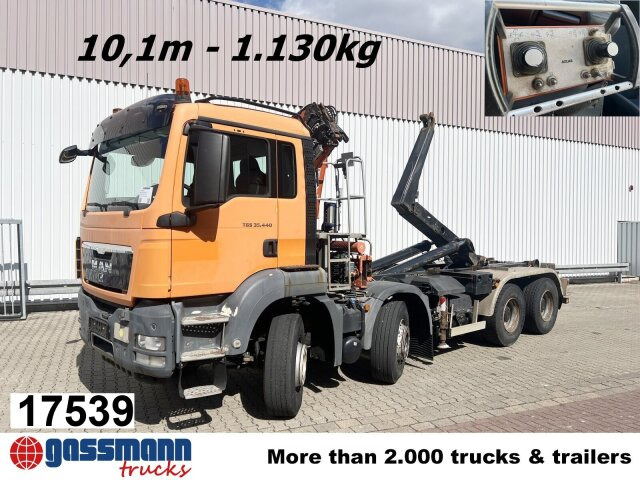 MAN TGS 35.440 8x4 BL, Meiller 19.62, Atlas Kran - Camion ampliroll, Camion grue: photos 1 MAN TGS 35.440 8x4 BL, Meiller 19.62, Atlas Kran - Camion ampliroll, Camion grue: photos 1