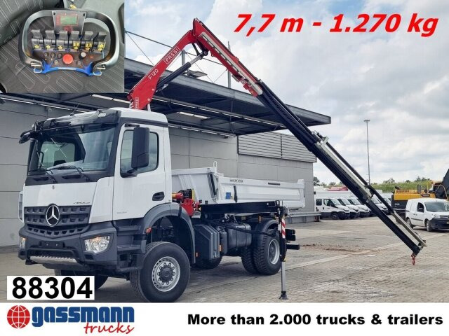 Mercedes-Benz Arocs 1832 AK 4x4, MultimediaCockpit, Navi, Kran - Camion benne, Camion grue: photos 1 Mercedes-Benz Arocs 1832 AK 4x4, MultimediaCockpit, Navi, Kran - Camion benne, Camion grue: photos 1