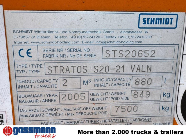 Schmidt Stratos S20-21 VALN, Salzstreuer 2m³ 880l - Epandeur de sable: photos 3 Schmidt Stratos S20-21 VALN, Salzstreuer 2m³ 880l - Epandeur de sable: photos 3