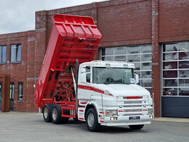 Scania T124-470 6x2 - Tipper - Manual gearbox - Full steel - Robson Drive - New Engine - Torpedo/Hauber - Camion benne: photos 1 Scania T124-470 6x2 - Tipper - Manual gearbox - Full steel - Robson Drive - New Engine - Torpedo/Hauber - Camion benne: photos 1