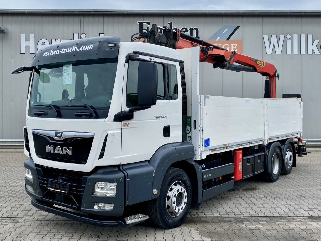 MAN TGS 26.420 6x2-4 LL / Palfinger PK 26.001 L Tec Heckkran - Camion plateau, Camion grue: photos 1 MAN TGS 26.420 6x2-4 LL / Palfinger PK 26.001 L Tec Heckkran - Camion plateau, Camion grue: photos 1