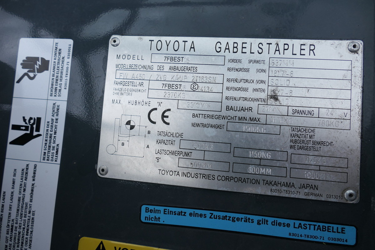 Chariot élévateur électrique TOYOTA 7 FBEST 15: photos 12