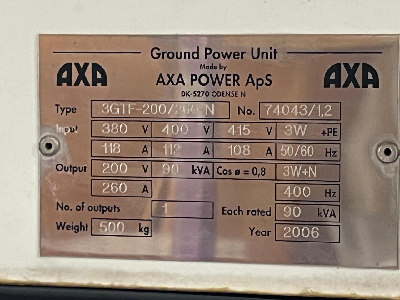 Axa Power - 90kva 3GTF-200/260N Hangar Use - Groupe électrogène au sol: photos 2 Axa Power - 90kva 3GTF-200/260N Hangar Use - Groupe électrogène au sol: photos 2