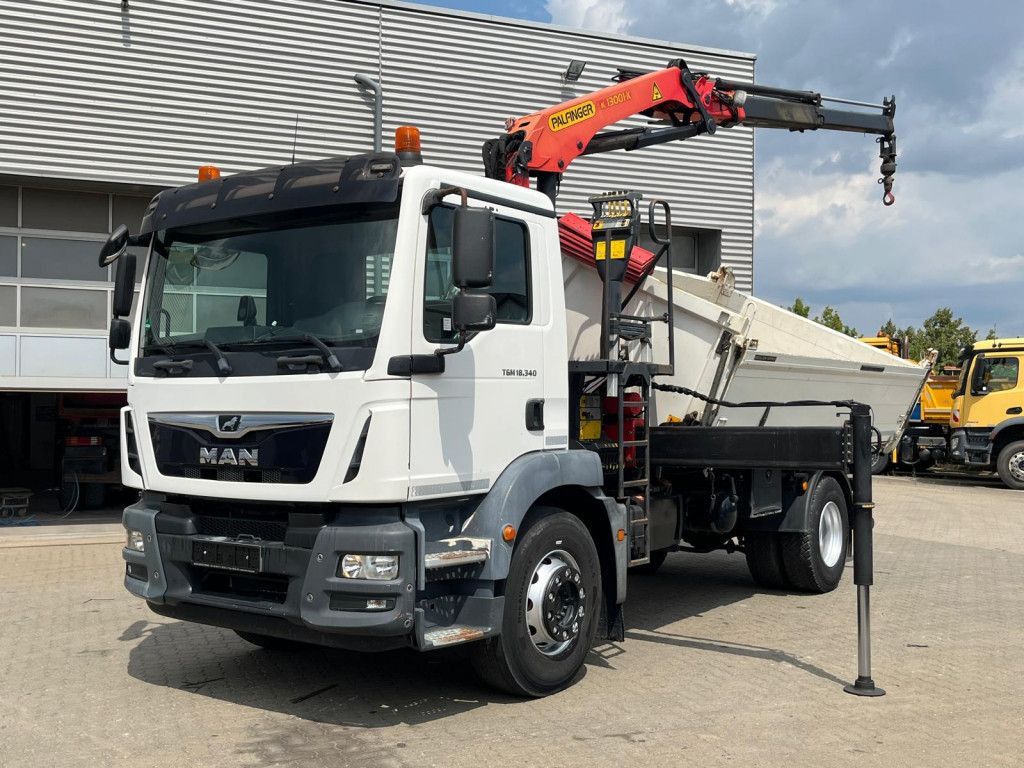 MAN TG-M 18.340 4x2 2-Achs Kipper Kran Palf. PK 130 - Camion benne, Camion grue: photos 1 MAN TG-M 18.340 4x2 2-Achs Kipper Kran Palf. PK 130 - Camion benne, Camion grue: photos 1