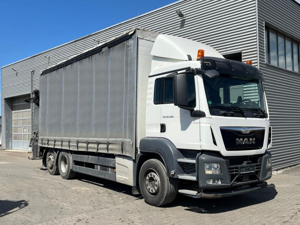 MAN TG-S 26.400 6x2-2 BL Pritsche Heckkran 5xhydr.Au - Camion plateau, Camion grue: photos 2 MAN TG-S 26.400 6x2-2 BL Pritsche Heckkran 5xhydr.Au - Camion plateau, Camion grue: photos 2