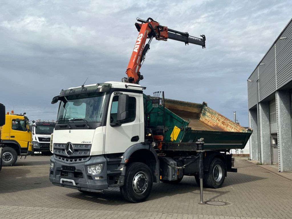 Mercedes-Benz Arocs 1835 K 2-Achs Kipper Kran Atlas 126.3 - Camion benne, Camion grue: photos 1 Mercedes-Benz Arocs 1835 K 2-Achs Kipper Kran Atlas 126.3 - Camion benne, Camion grue: photos 1