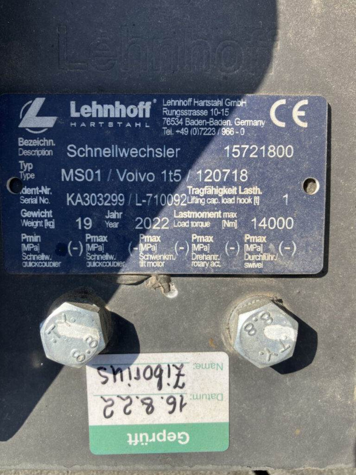 Lehnhoff Schnellwechsler mech. - Attache rapide: photos 3 Lehnhoff Schnellwechsler mech. - Attache rapide: photos 3