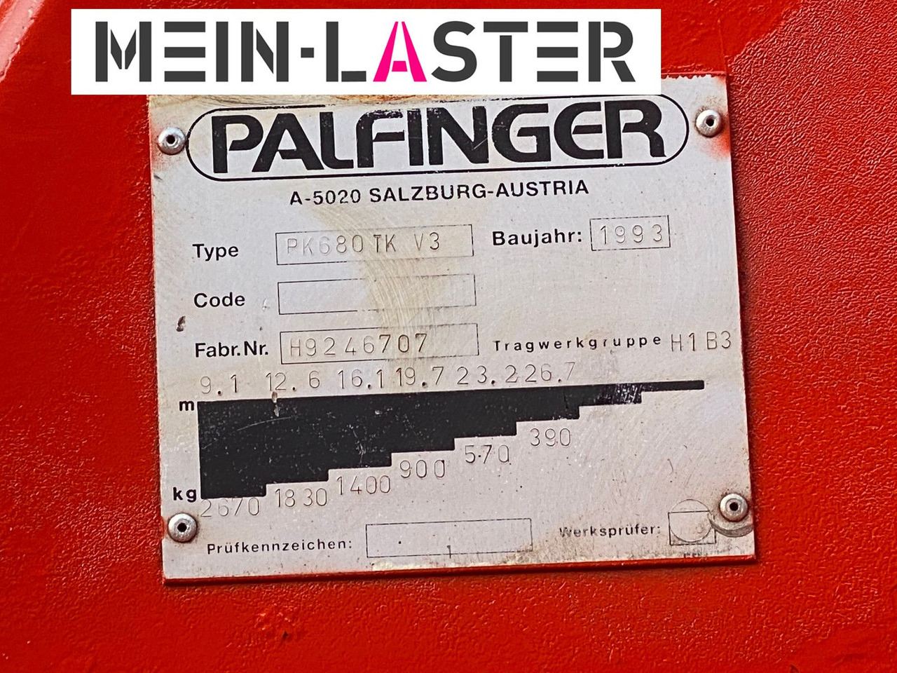 Mercedes-Benz Palfinger PK 680 TK 26,7 m-max.2.410 kg -Funk FB - Camion grue: photos 5 Mercedes-Benz Palfinger PK 680 TK 26,7 m-max.2.410 kg -Funk FB - Camion grue: photos 5