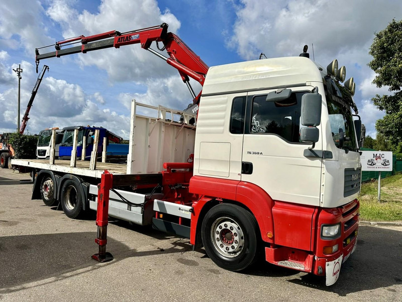 MAN TG 360 A 6x2 + CRANE ATLAS 100.1 A3 - PLATFORM 5m80 - E3 - LIFT-AXLE - FULL AIR SUSPENSION - ZF AS TRONIC - BE TRUCK - Camion grue: photos 1 MAN TG 360 A 6x2 + CRANE ATLAS 100.1 A3 - PLATFORM 5m80 - E3 - LIFT-AXLE - FULL AIR SUSPENSION - ZF AS TRONIC - BE TRUCK - Camion grue: photos 1