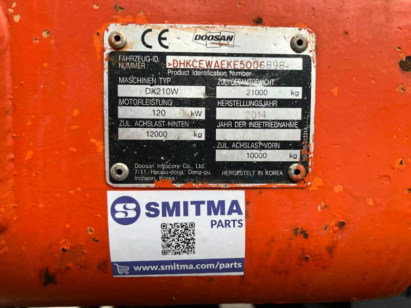 Pelle sur pneus Doosan DX210W: photos 8