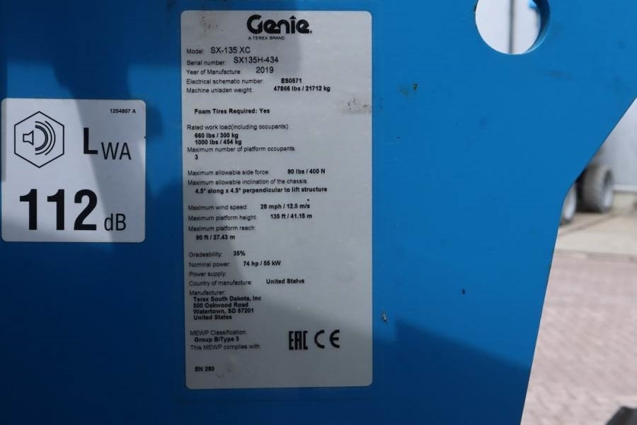 Genie SX135XC Diesel, 43m Working Height, 27.5m Reach, B - Nacelle télescopique: photos 5 Genie SX135XC Diesel, 43m Working Height, 27.5m Reach, B - Nacelle télescopique: photos 5