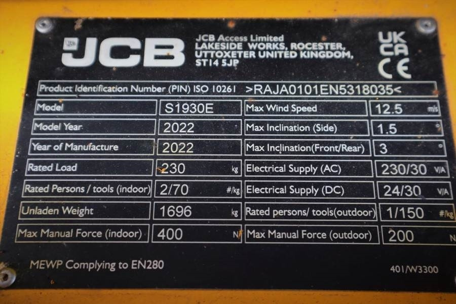 JCB S1930E Valid inspection, *Guarantee! New And Avail - Nacelle ciseaux: photos 4 JCB S1930E Valid inspection, *Guarantee! New And Avail - Nacelle ciseaux: photos 4