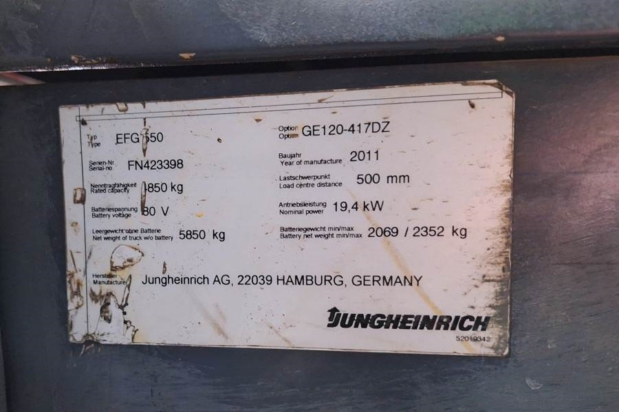 Chariot élévateur diesel Jungheinrich EFG550 Electric, 5000kg Capacity, Lifting Height 3: photos 6