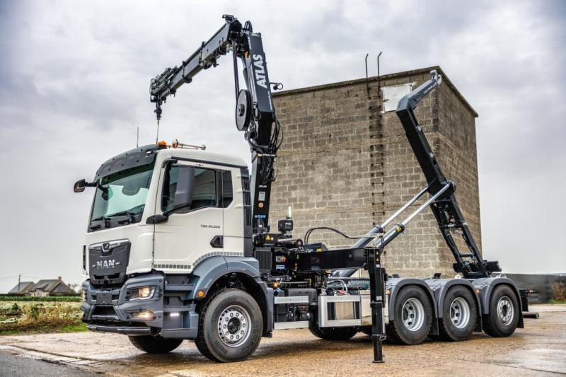 MAN TGS 35.520 BL - ATLAS 240.2E - Camion ampliroll, Camion grue: photos 1 MAN TGS 35.520 BL - ATLAS 240.2E - Camion ampliroll, Camion grue: photos 1