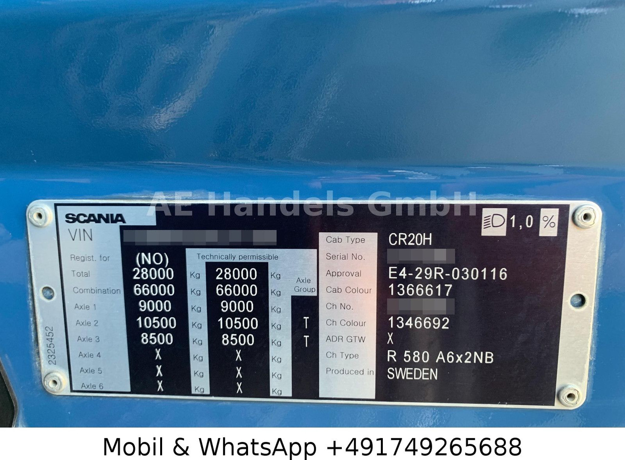 Tracteur routier Scania R580 V8 HighLine 6x2*Retarder/Hydr/66To/Lift/ACC: photos 7 Tracteur routier Scania R580 V8 HighLine 6x2*Retarder/Hydr/66To/Lift/ACC: photos 7