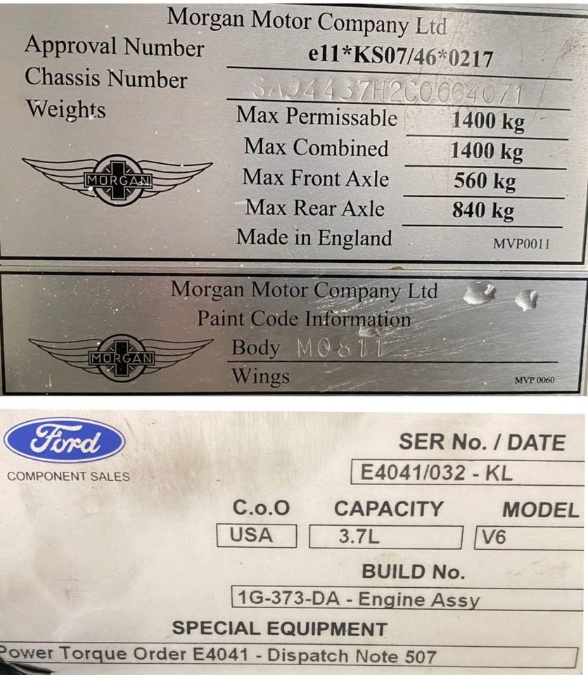Voiture Morgan Roadster 3.7i/Ford V6 Boite manuelle endommagé: photos 9 Voiture Morgan Roadster 3.7i/Ford V6 Boite manuelle endommagé: photos 9