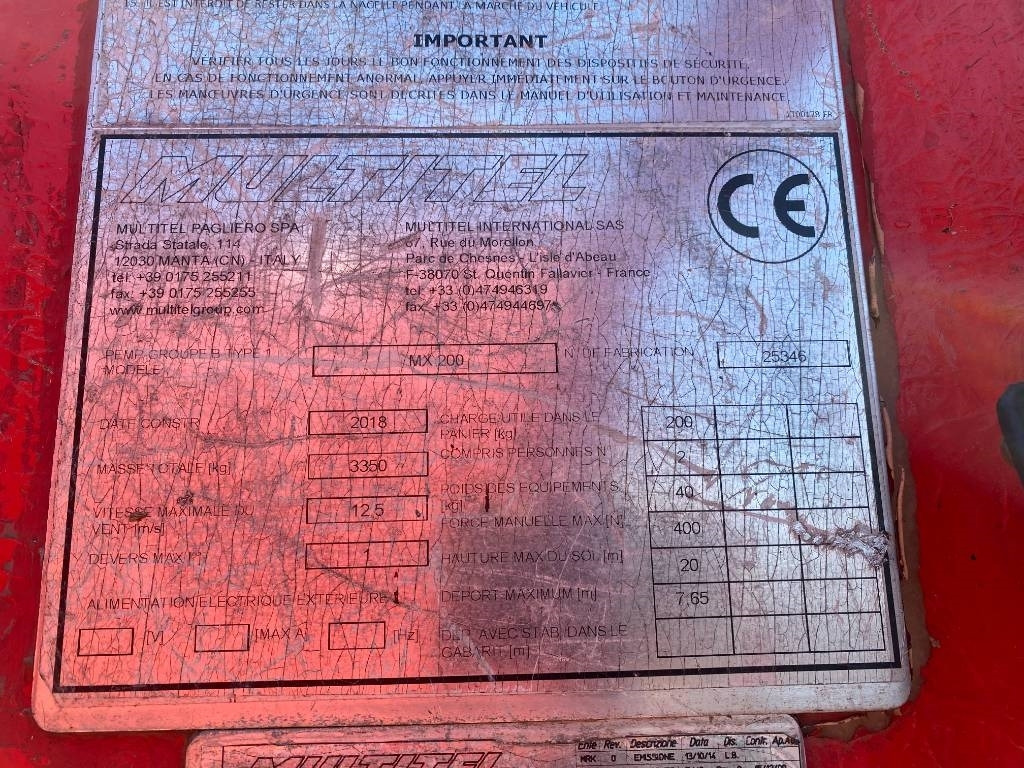 Camion avec nacelle Multitel Nacelle Multitel MX 200 A réviser: photos 7