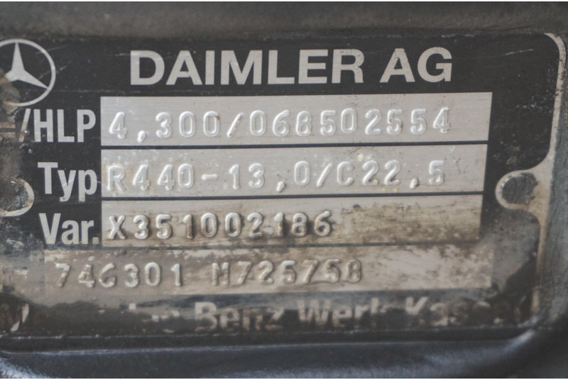 Mercedes-Benz R440-13A/C22.5 43/10 I=4.300 - Essieu arrière pour Camion: photos 4 Mercedes-Benz R440-13A/C22.5 43/10 I=4.300 - Essieu arrière pour Camion: photos 4