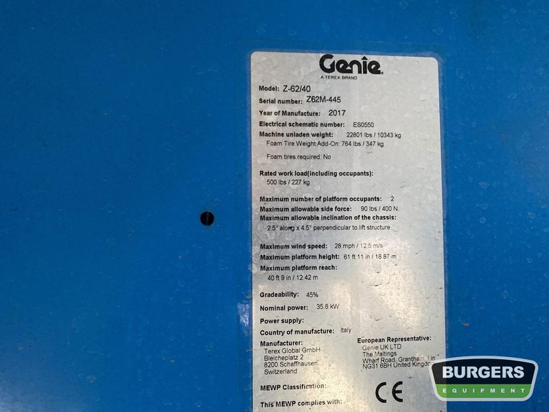 Nacelle articulée Genie Z62 40: photos 15 Nacelle articulée Genie Z62 40: photos 15