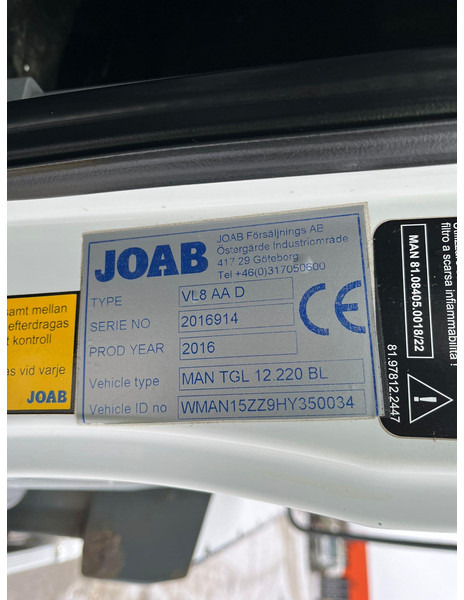 Camion multibenne MAN TGL 12.220 4x2 JOAB VL8 ton / L=3750 mm: photos 13