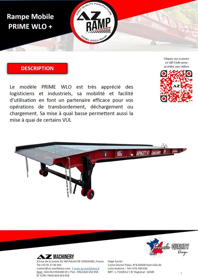 AZ RAMP-PRIME PRIME WLO + 8 . Industrial Mobil Loading Ramp - Rampe de chargement: photos 3 AZ RAMP-PRIME PRIME WLO + 8 . Industrial Mobil Loading Ramp - Rampe de chargement: photos 3