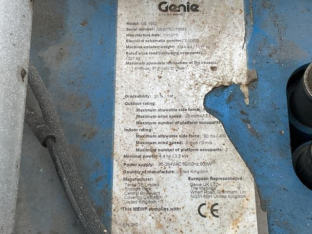 Genie GS1932 - Nacelle ciseaux: photos 5 Genie GS1932 - Nacelle ciseaux: photos 5