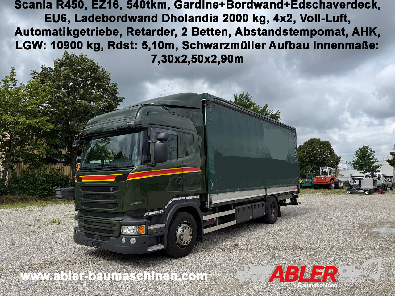 Scania R450 Gardine+Bordwand+Edscha AHK LBW - Camion à rideaux coulissants: photos 1 Scania R450 Gardine+Bordwand+Edscha AHK LBW - Camion à rideaux coulissants: photos 1