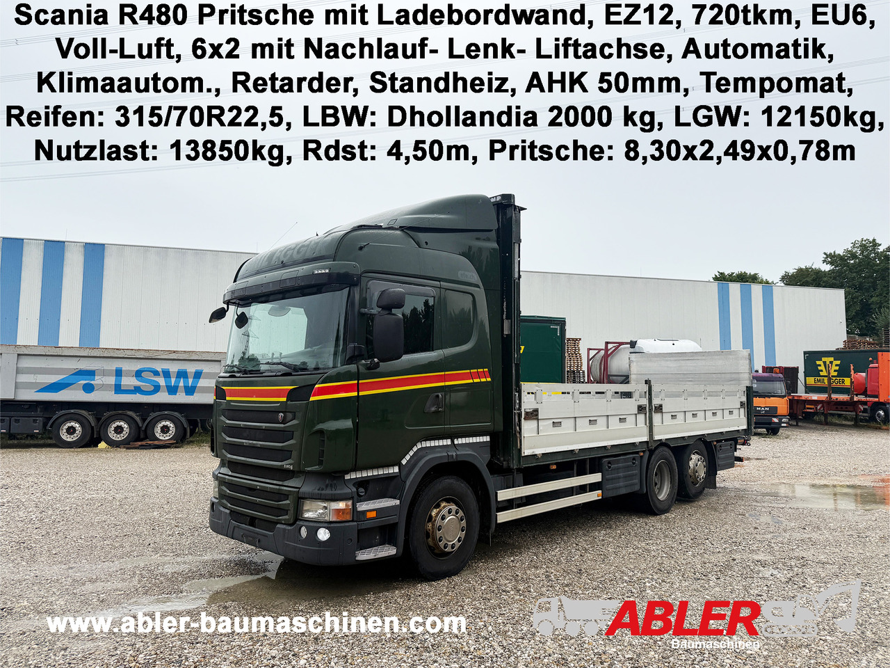 Scania R480 Pritsche mit Ladebordwand AHK - Camion plateau, Camion grue: photos 1 Scania R480 Pritsche mit Ladebordwand AHK - Camion plateau, Camion grue: photos 1