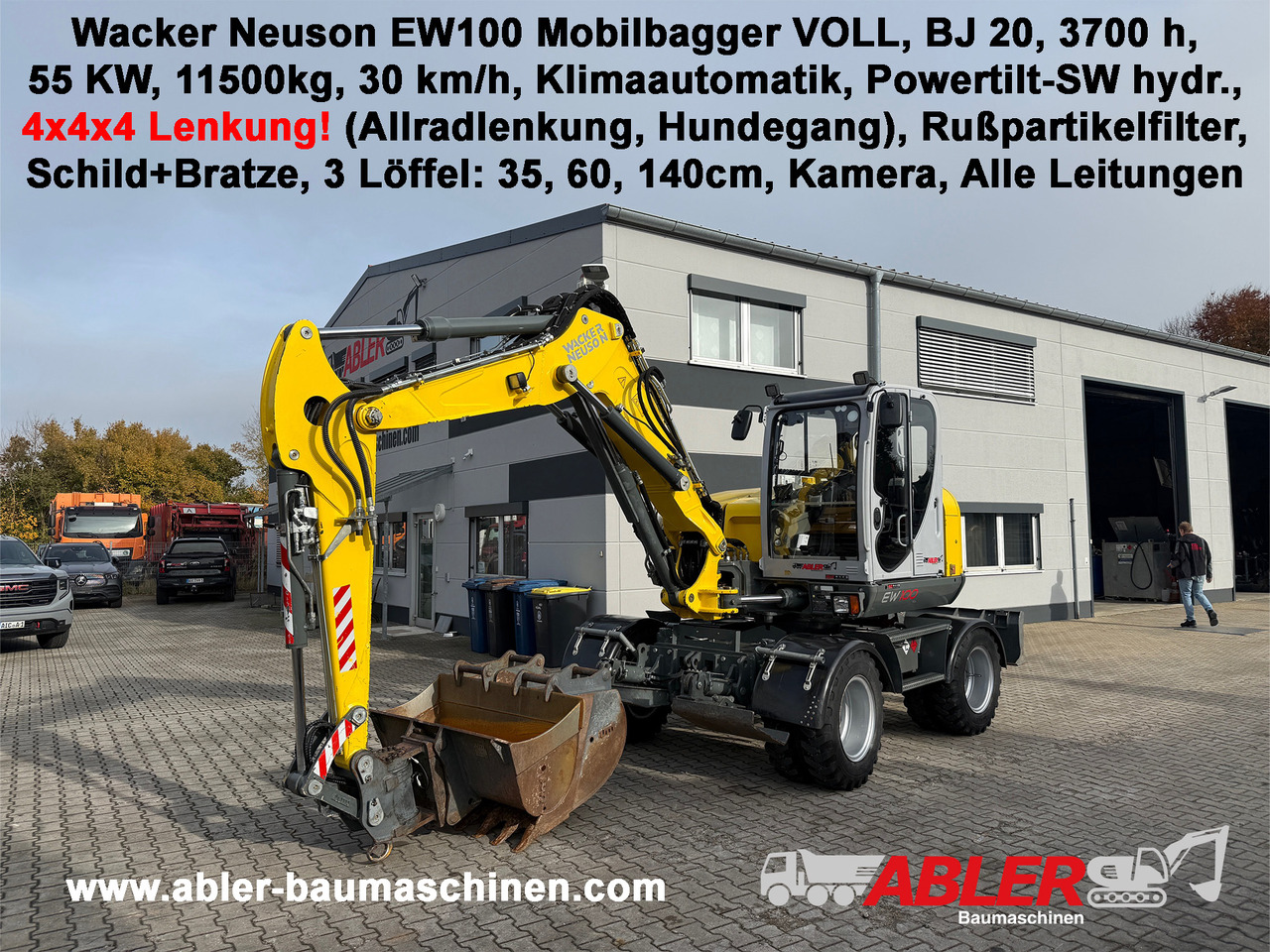 Wacker Neuson EW100 Mobilbagger Allradlenkung Powertilt VOLL - Pelle: photos 1 Wacker Neuson EW100 Mobilbagger Allradlenkung Powertilt VOLL - Pelle: photos 1