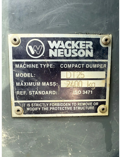 Mini tombereau WACKER NEUSON DT 25 2850 KG RUPS DUMPER Mini dumper: photos 12 Mini tombereau WACKER NEUSON DT 25 2850 KG RUPS DUMPER Mini dumper: photos 12