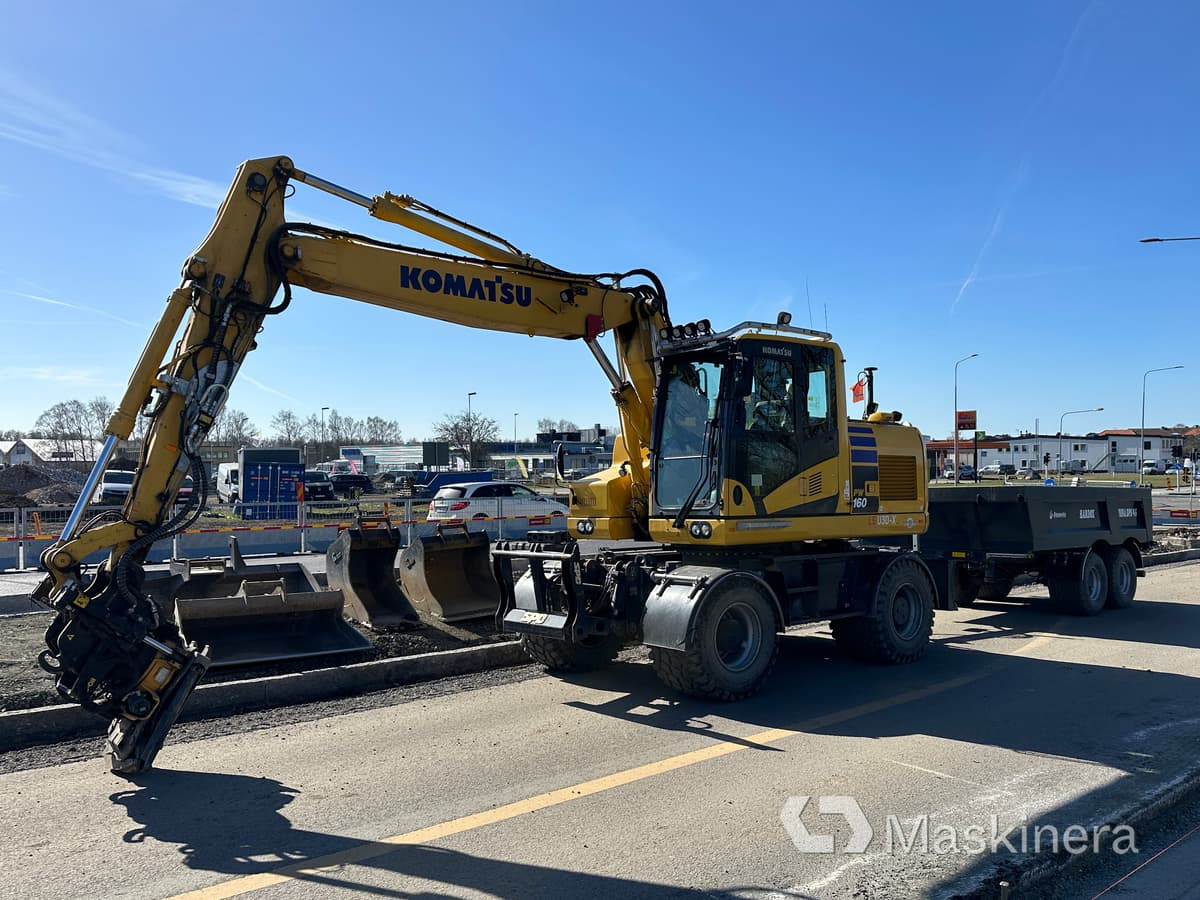 Hjulgrävare Komatsu PW160-11E0 + vagn/redskap & grävsystem - Pelle sur chenille: photos 1 Hjulgrävare Komatsu PW160-11E0 + vagn/redskap & grävsystem - Pelle sur chenille: photos 1