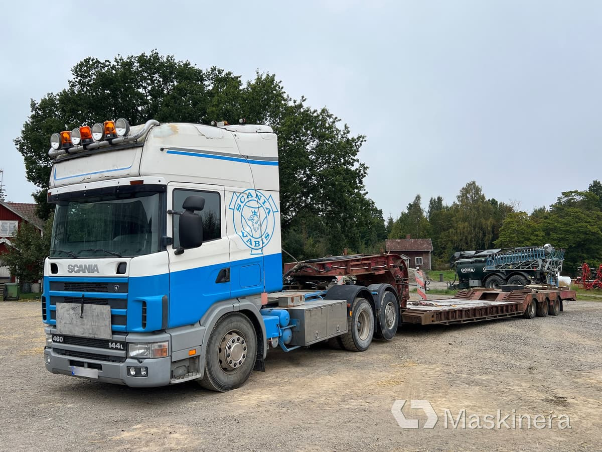 Tracteur routier, Semi-remorque porte-voitures Scania R144LB6X2*4NB460 Dragbil Scania R144 med maskintrailer